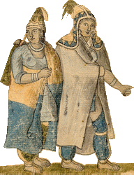 Abenaki Couple, an 18th-century watercolor by an unknown artist.