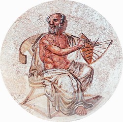 Roman mosaic from Johannisstraße, Trier, possibly depicting Anaximander.