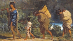 Louisiana Indians Walking Along a Bayou by Alfred Boisseau.