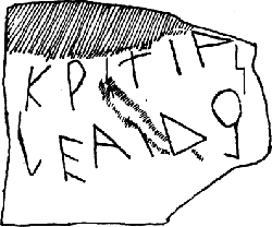 An ostracon naming Critias the son of Leaïdes as candidate for ostracism, after Vanderpool.