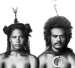 19th-century Fijian couple in traditional dress.