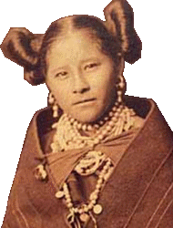 Hopi woman with a pot and traditional clothing.
