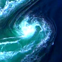 The maelstrom off Lofoten island, Norway.