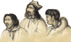 A drawing of three Mansi people.