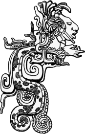 The Classic Maya vision serpent, as depicted at Yaxchilan.