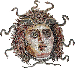 A mosaic displaying the head of the Gorgon Medusa.