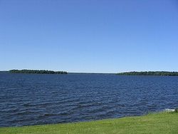 View of Frenchman Island and Dunham Island on Oneida Lake.