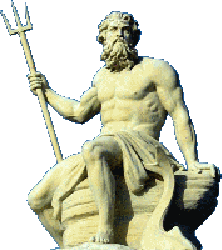 Poseidon with his mighty trident.