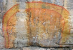 Australian Aboriginal rock painting of the "Rainbow Serpent."