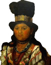Portrait of the Penobscot woman Sarah Molasses, daughter of John Neptune and Molly Molasses.