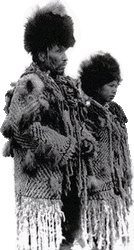 Photograph of Skwxwu7mesh Chief George from the village of Senakw with his daughter in traditional regalia.