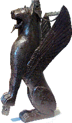 Tartessian winged feline statue at the Getty Museum.