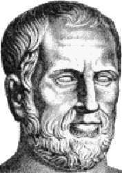 A bust of Theophrastus, inscribed bust inscribed Θεόφραστος Μελάντα Ἐρέσιος.