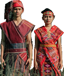 Toba Batak in traditional garb by Angeline Claudia via Wikimedia.