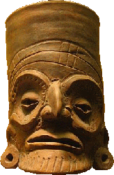 A Toltec-style clay vessel.