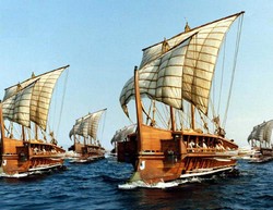 Fleet of triremes based on the full-sized replica Olympias by Tungsten/EDSITEment.