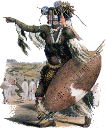 Zulu Warrior Utimuni, nephew of Shaka, the Zulu king.