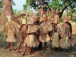9–10-year-old boys of the Yao tribe in Malawi participating in circumcision and initiation rites by Steve Evans via Wikimedia.